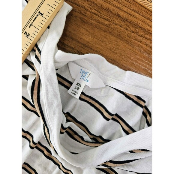 Time and Tru Women's Puff Sleeve Jersey Knit Top Striped Size XXL Rayon Spandex - Picture 7 of 10